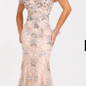 Terani Couture Notch Neckline Floral Mermaid Gown- Like New! Tags not attached